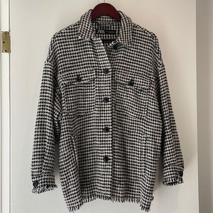 Zara Black & White Houndstooth Shacket